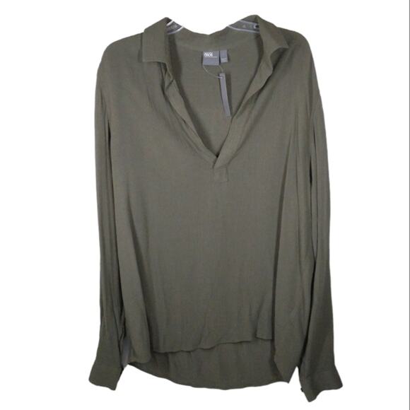 NWT ASOS V Neck Long Sleeve Shirt Green size Large - Picture 1 of 7
